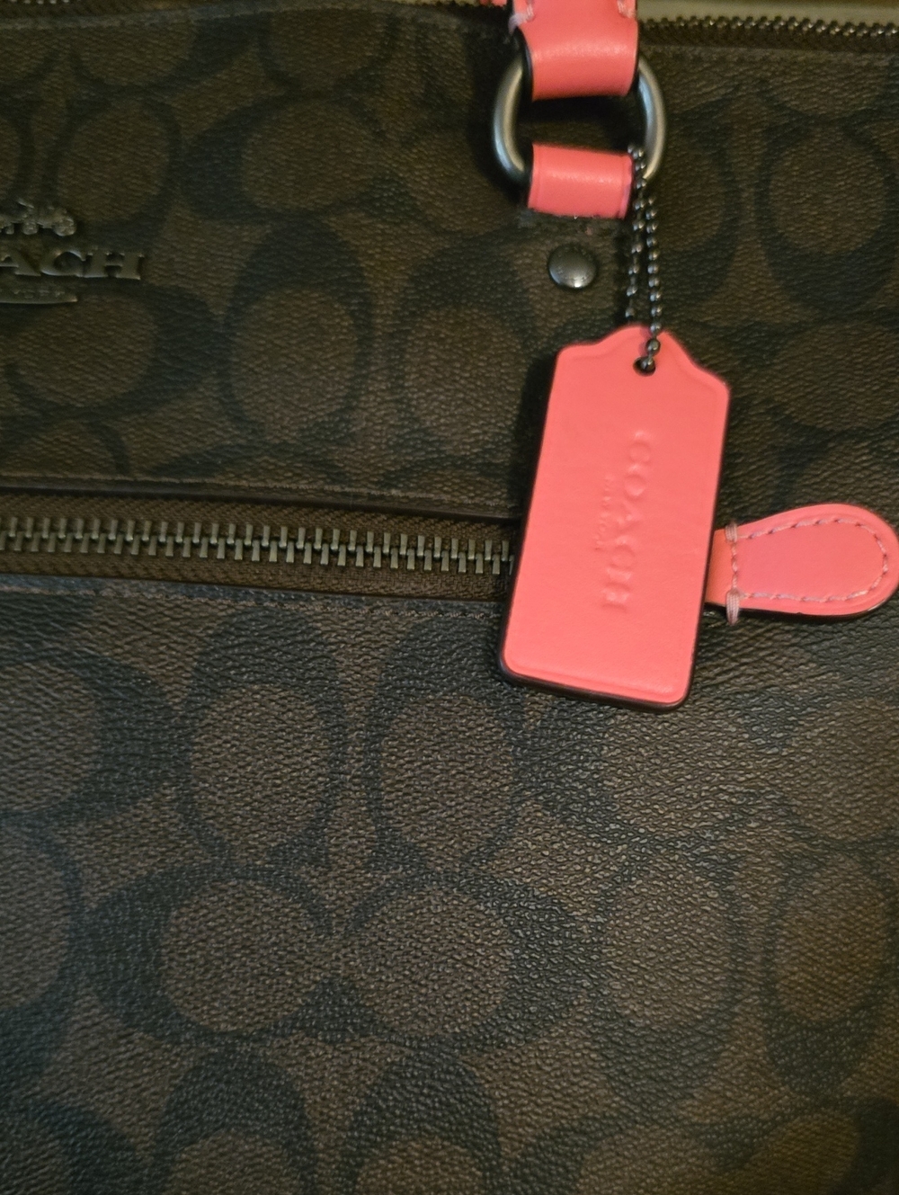 Coach Gallery Tote In Signature Canvas Brown Pink - Picture 2 of 7
